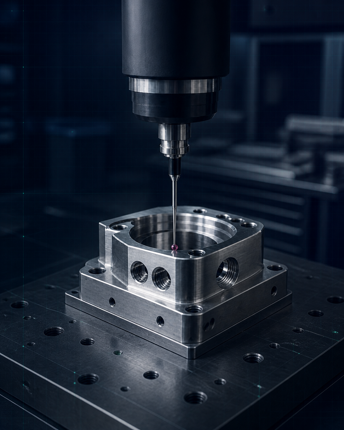 Precision metrology inspection of a machined metal component